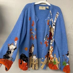 RARE Vintage Design Options Cat Cardigan Sweater